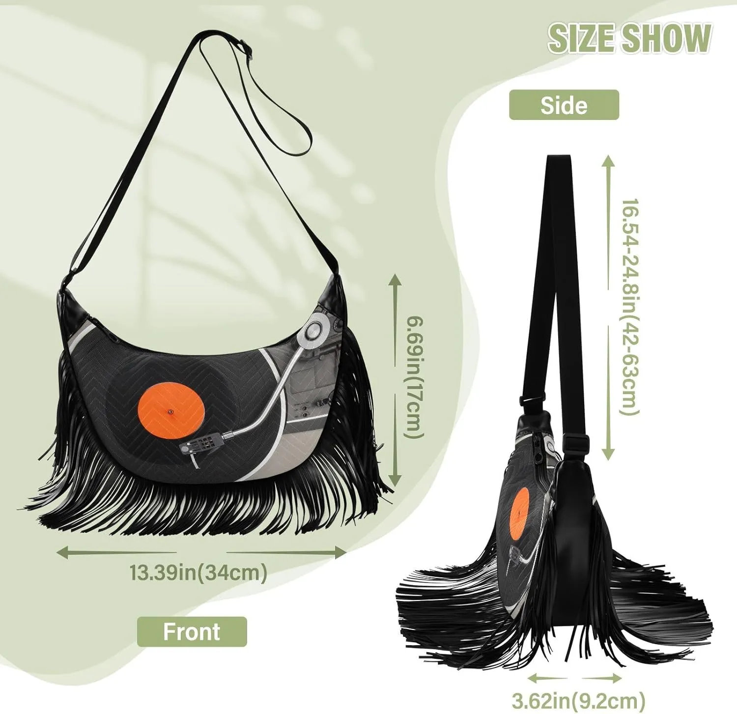 Women's PU Leather Chain Cross Body Bag, Shoulder Handbag Purse with Tassel for Ladies