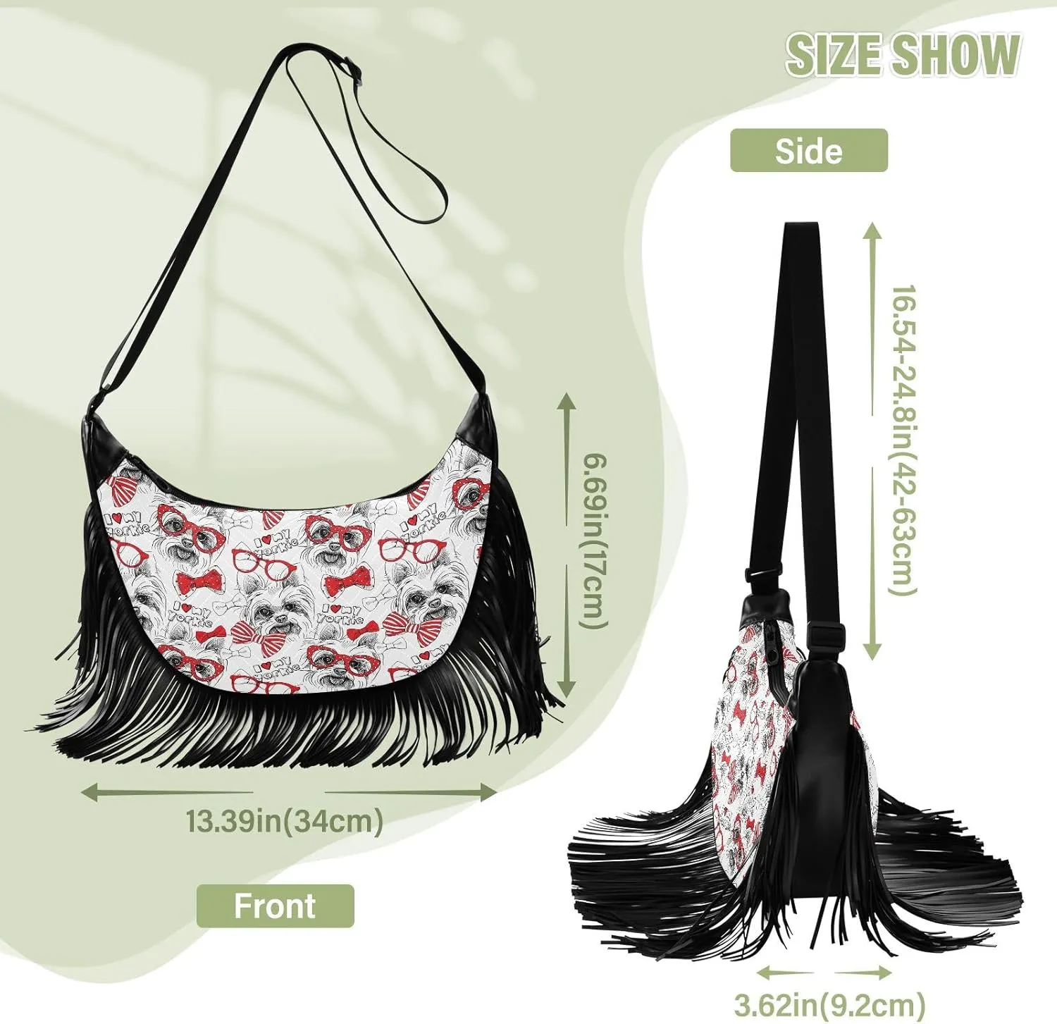 Women's PU Leather Chain Cross Body Bag, Shoulder Handbag Purse with Tassel for Ladies