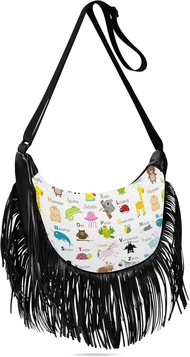 Women's PU Leather Chain Cross Body Bag, Shoulder Handbag Purse with Tassel for Ladies