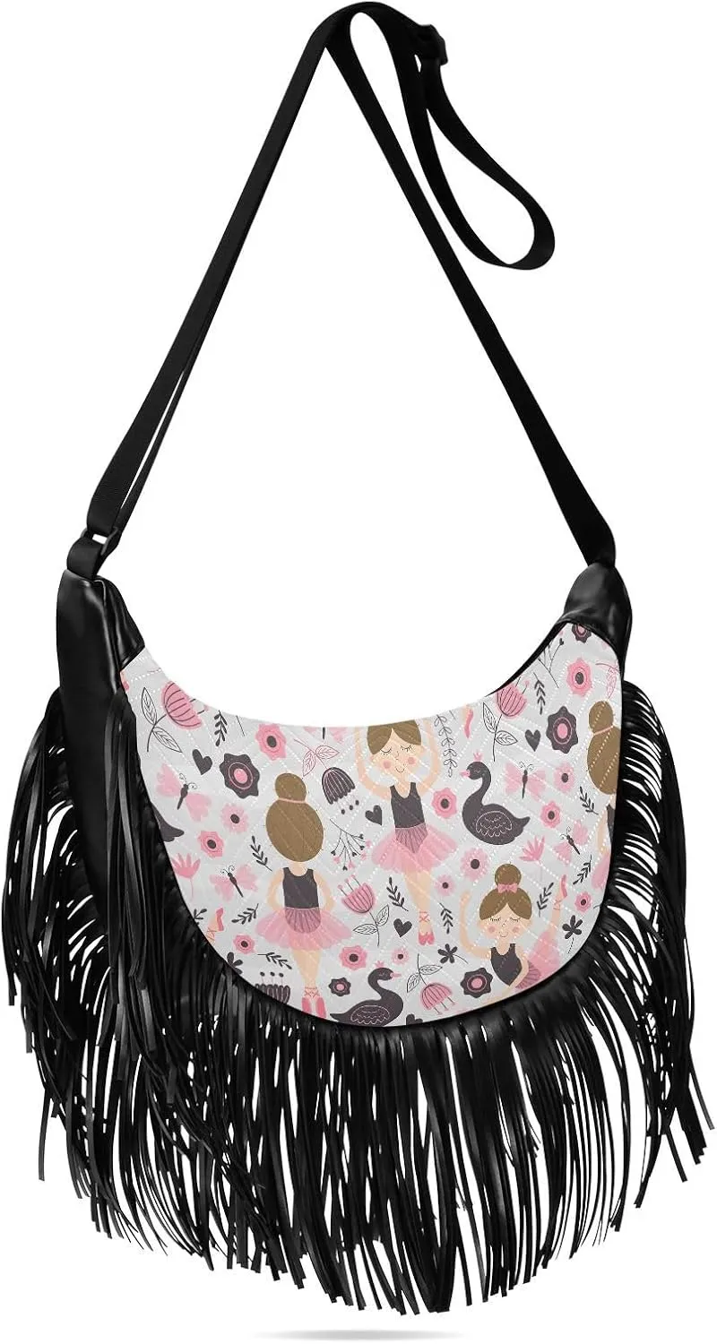 Women's PU Leather Chain Cross Body Bag, Shoulder Handbag Purse with Tassel for Ladies