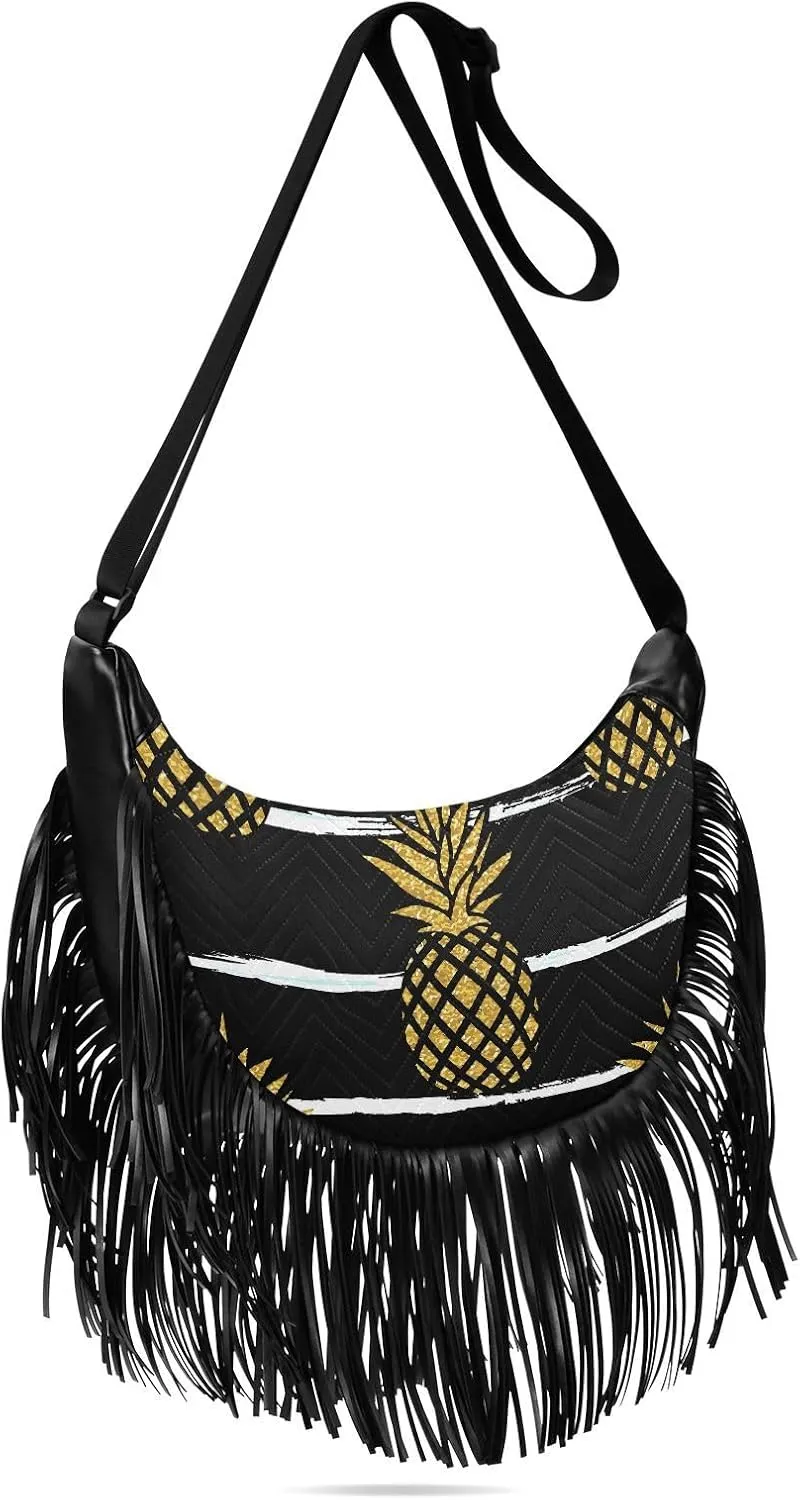 Women's PU Leather Chain Cross Body Bag, Shoulder Handbag Purse with Tassel for Ladies