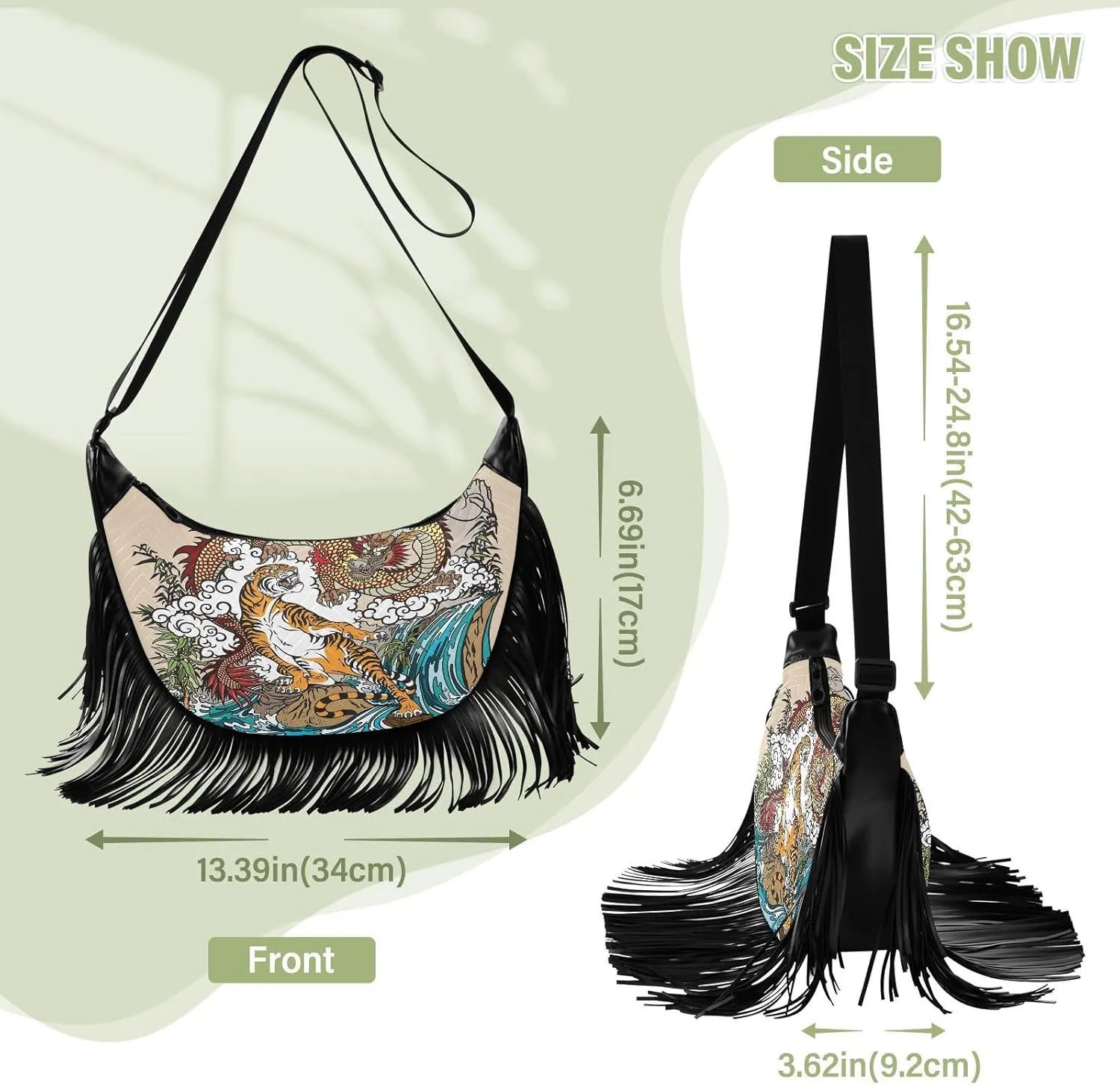 Women's PU Leather Chain Cross Body Bag, Shoulder Handbag Purse with Tassel for Ladies
