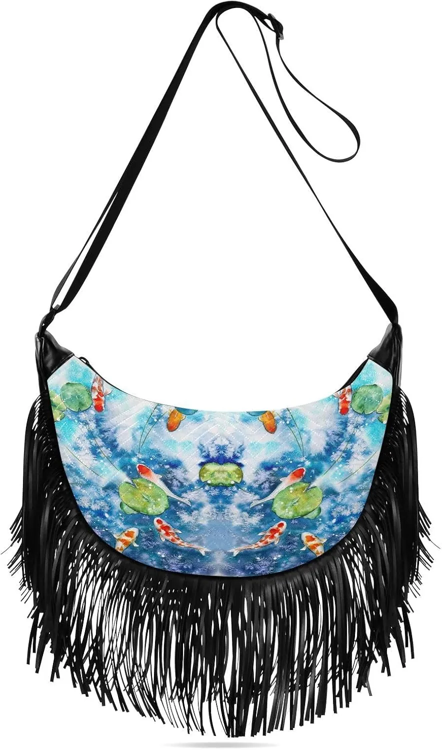 Women's PU Leather Chain Cross Body Bag, Shoulder Handbag Purse with Tassel for Ladies
