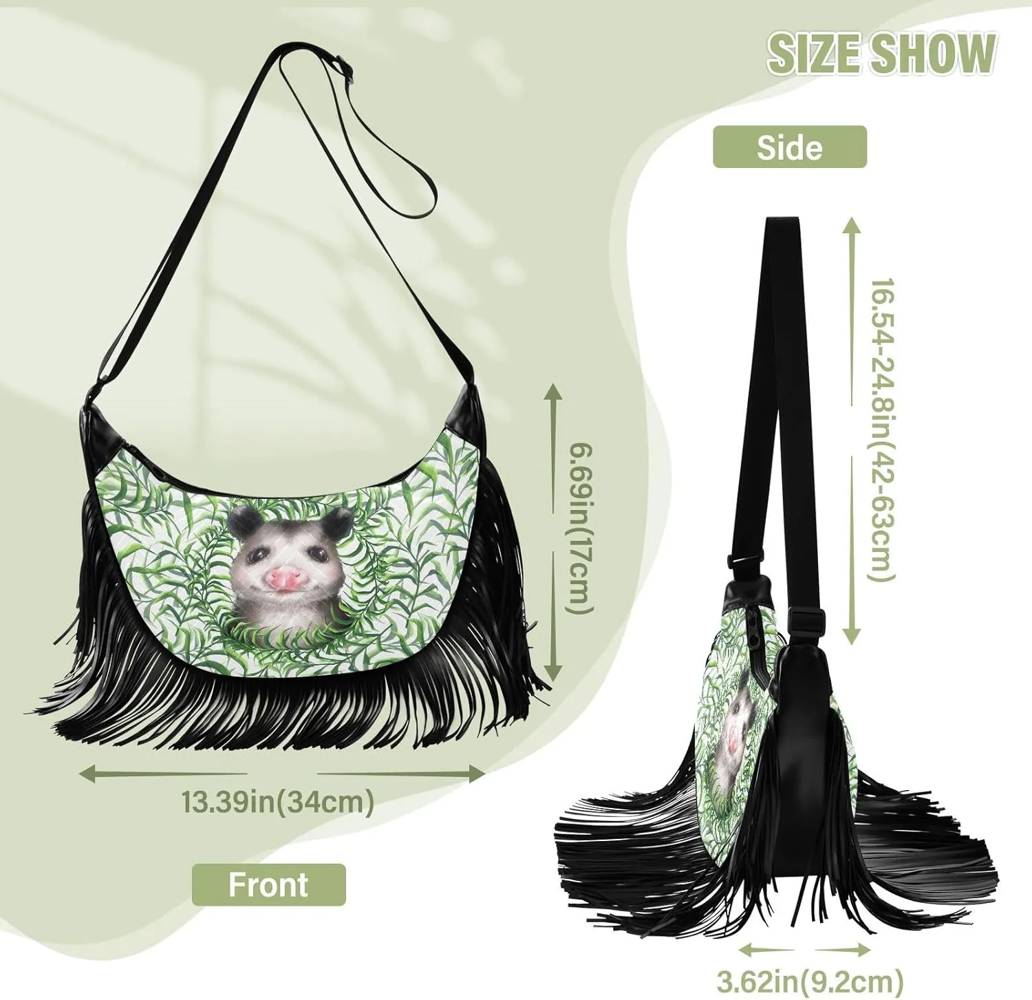 Women's PU Leather Chain Cross Body Bag, Shoulder Handbag Purse with Tassel for Ladies