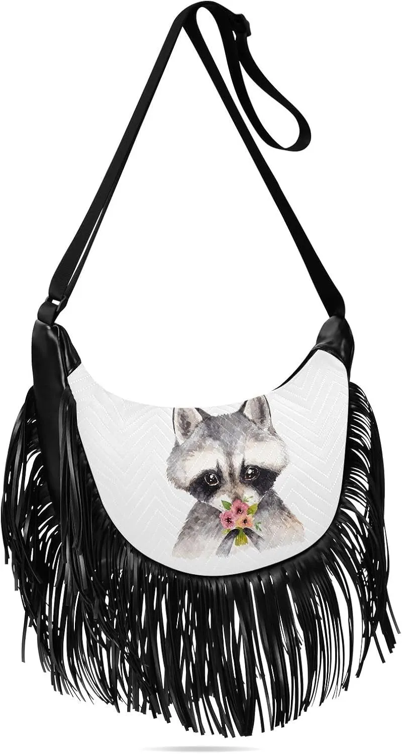 Women's PU Leather Chain Cross Body Bag, Shoulder Handbag Purse with Tassel for Ladies