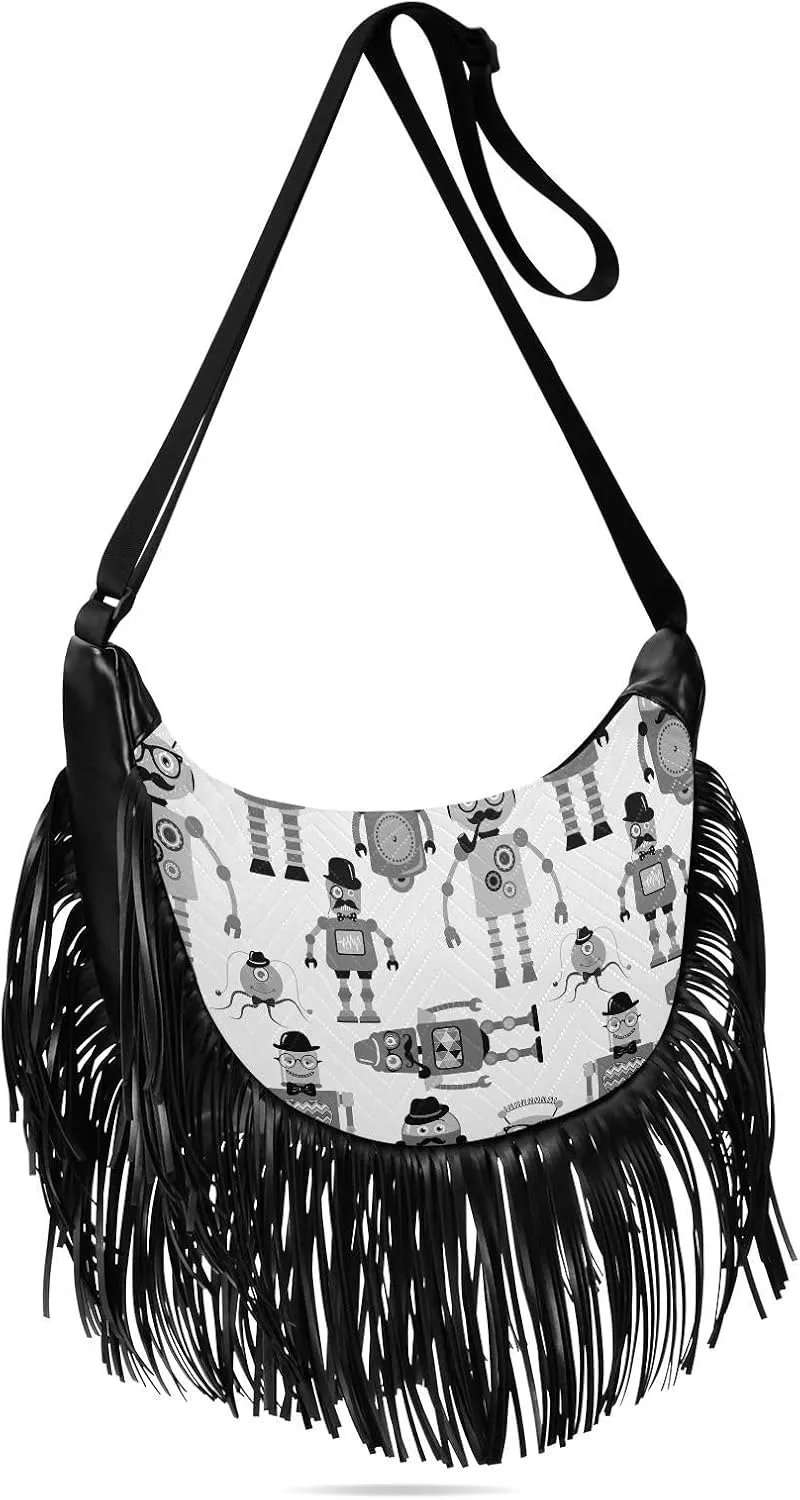 Women's PU Leather Chain Cross Body Bag, Shoulder Handbag Purse with Tassel for Ladies