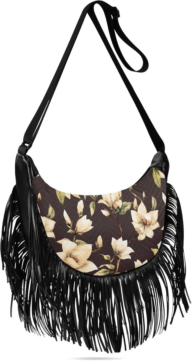 Women's PU Leather Chain Cross Body Bag, Shoulder Handbag Purse with Tassel for Ladies