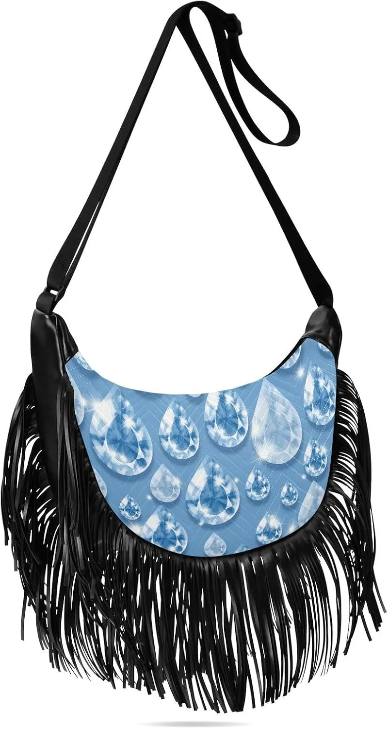 Women's PU Leather Chain Cross Body Bag, Shoulder Handbag Purse with Tassel for Ladies