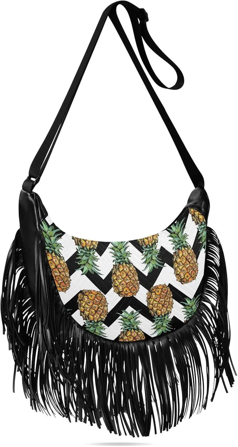Women's PU Leather Chain Cross Body Bag, Shoulder Handbag Purse with Tassel for Ladies