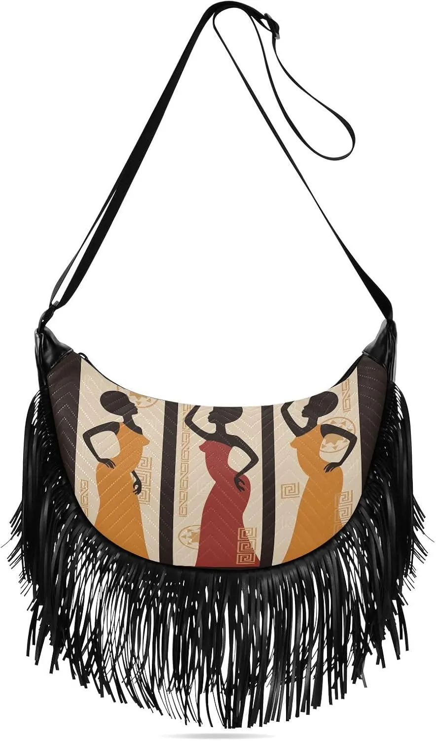 Women's PU Leather Chain Cross Body Bag, Shoulder Handbag Purse with Tassel for Ladies