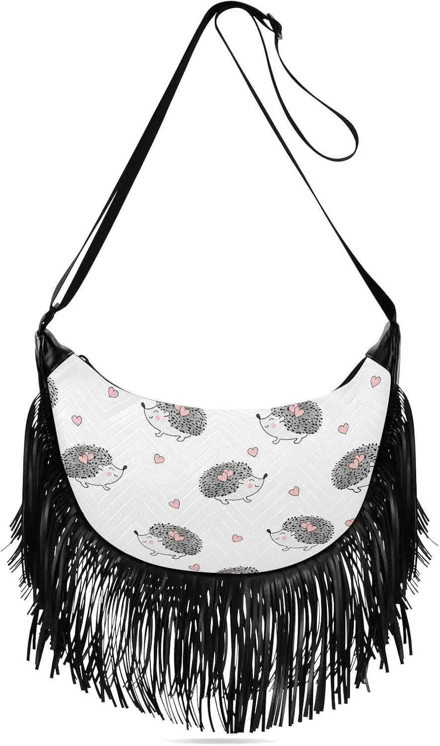Women's PU Leather Chain Cross Body Bag, Shoulder Handbag Purse with Tassel for Ladies