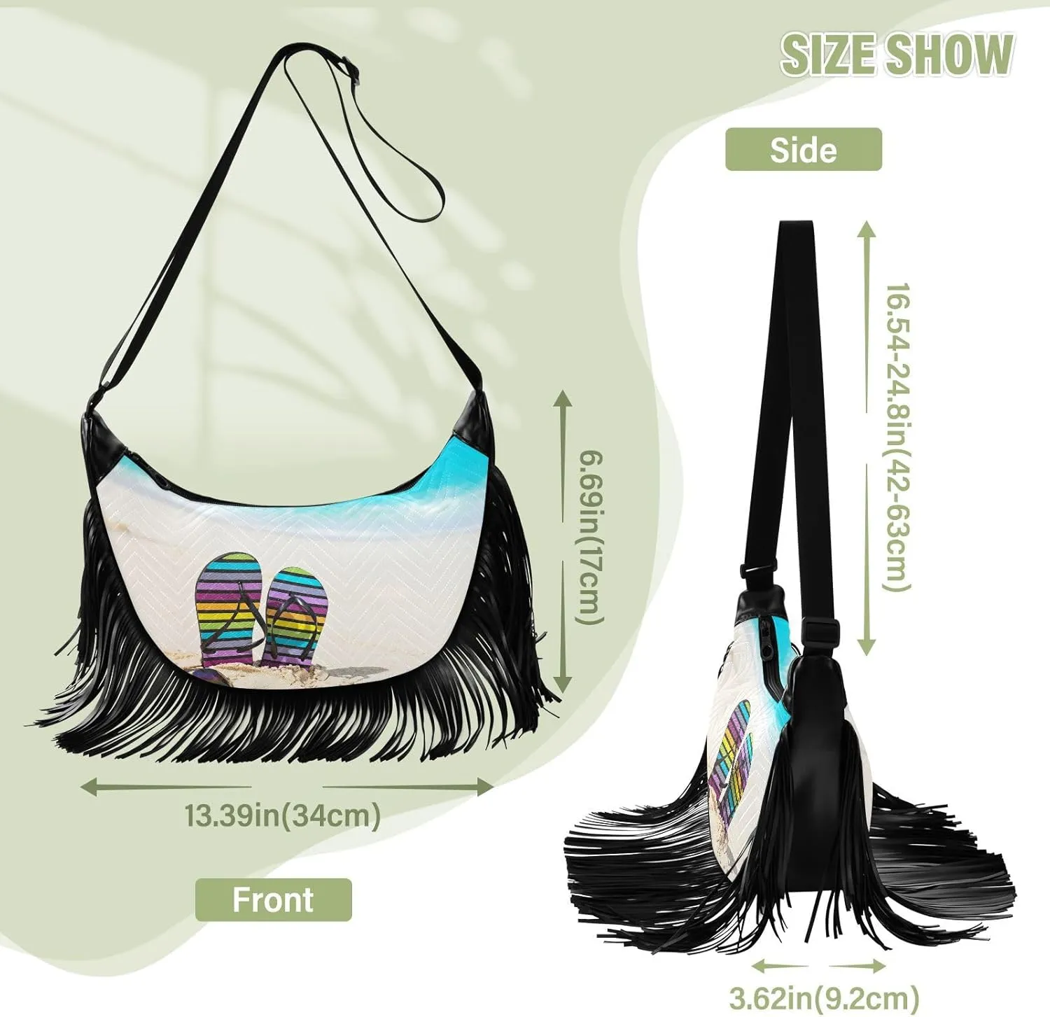 Women's PU Leather Chain Cross Body Bag, Shoulder Handbag Purse with Tassel for Ladies