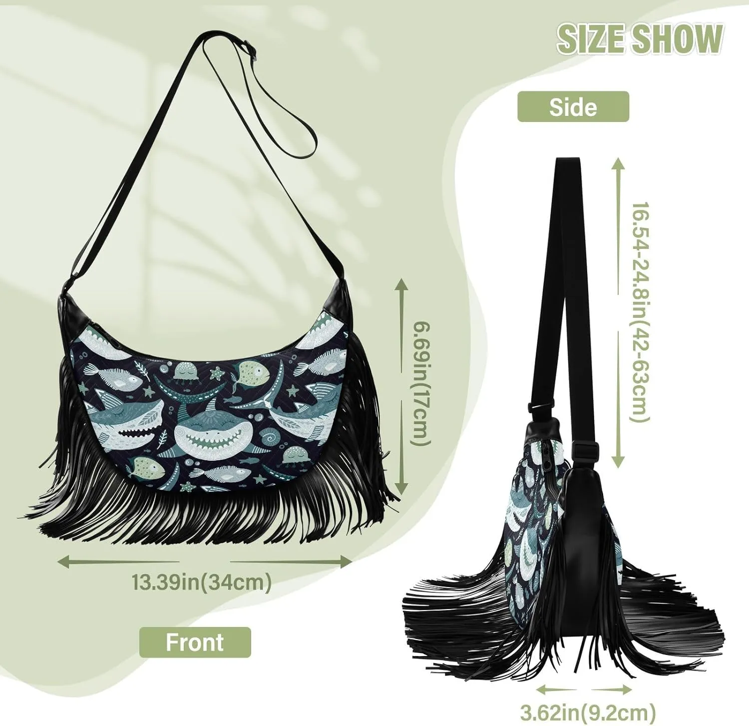 Women's PU Leather Chain Cross Body Bag, Shoulder Handbag Purse with Tassel for Ladies