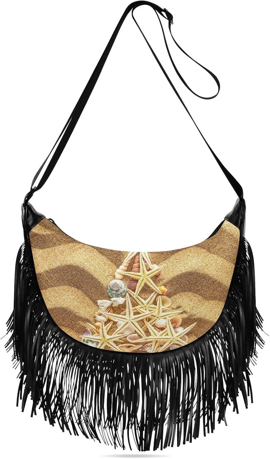 Women's PU Leather Chain Cross Body Bag, Shoulder Handbag Purse with Tassel for Ladies