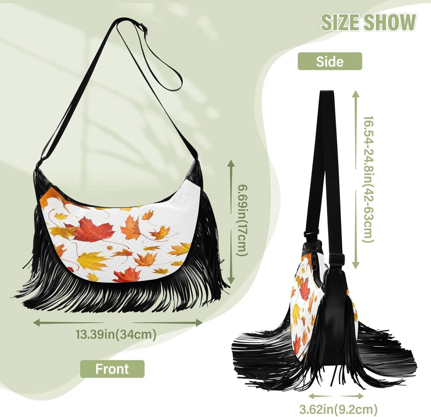 Women's PU Leather Chain Cross Body Bag, Shoulder Handbag Purse with Tassel for Ladies