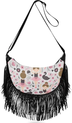 Women's PU Leather Chain Cross Body Bag, Shoulder Handbag Purse with Tassel for Ladies
