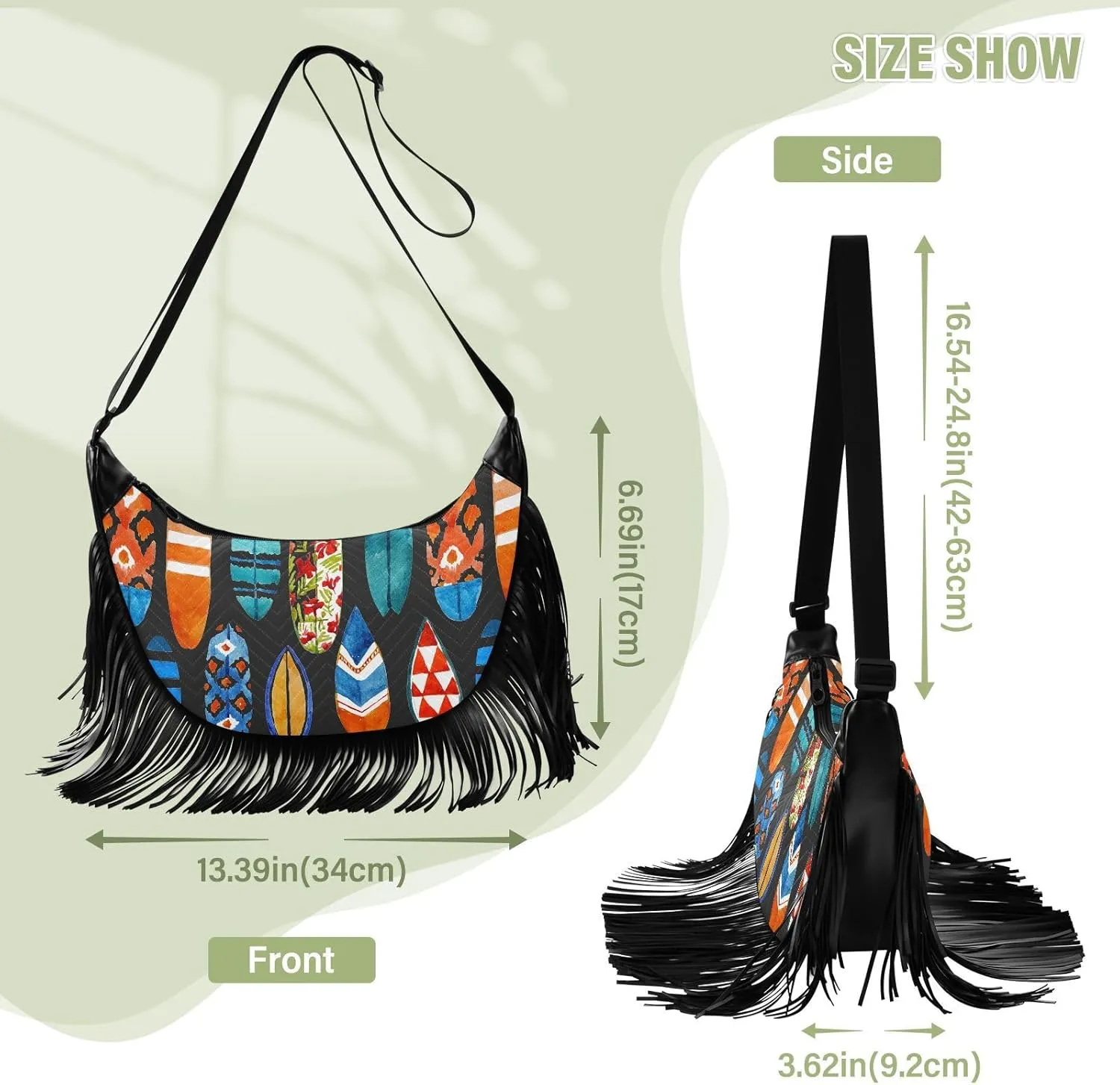 Women's PU Leather Chain Cross Body Bag, Shoulder Handbag Purse with Tassel for Ladies