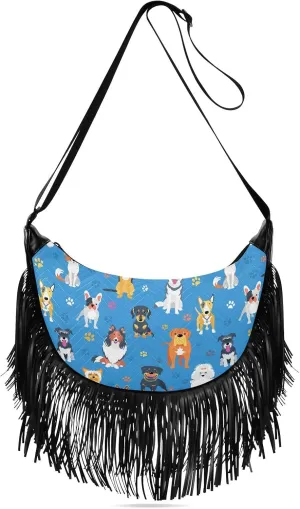 Women's PU Leather Chain Cross Body Bag, Shoulder Handbag Purse with Tassel for Ladies