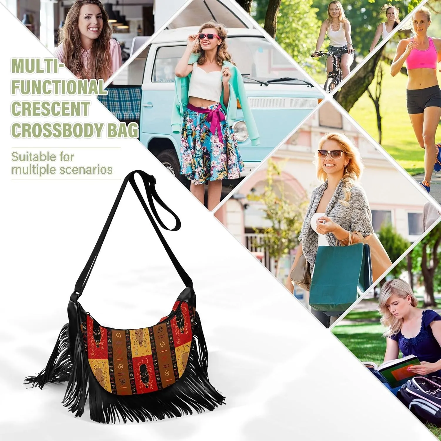 Women's PU Leather Chain Cross Body Bag, Shoulder Handbag Purse with Tassel for Ladies