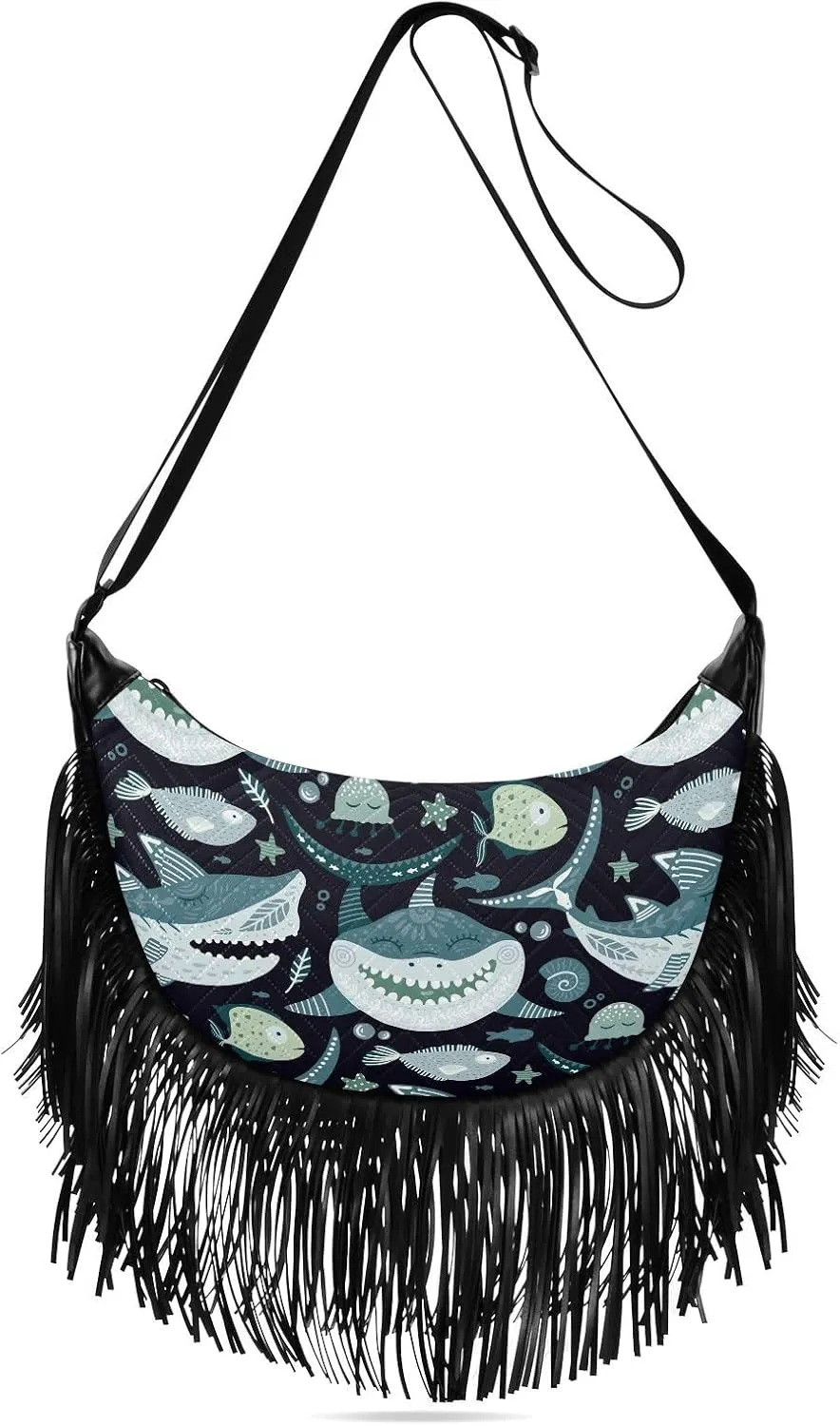 Women's PU Leather Chain Cross Body Bag, Shoulder Handbag Purse with Tassel for Ladies