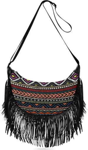 Women's PU Leather Chain Cross Body Bag, Shoulder Handbag Purse with Tassel for Ladies