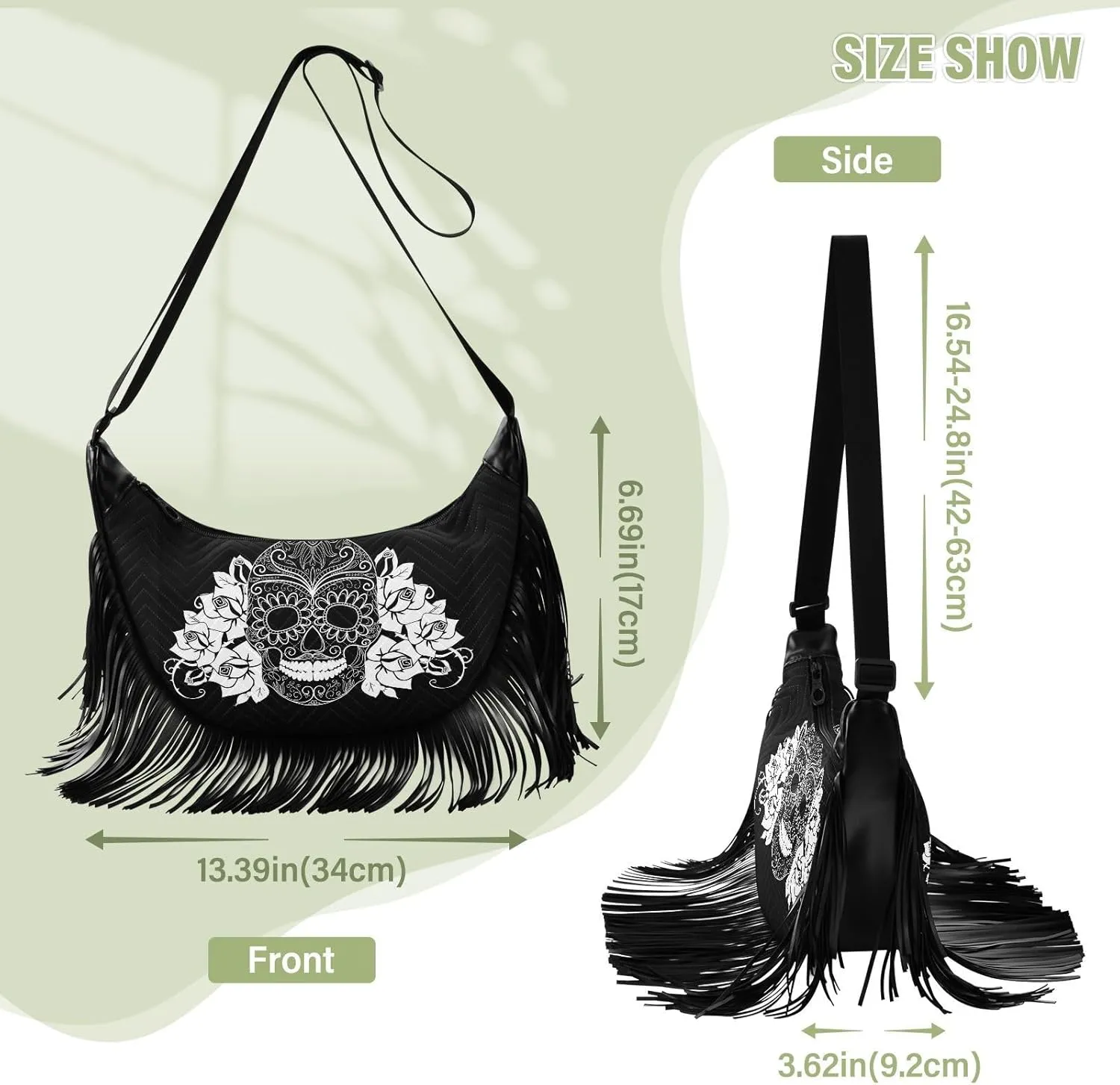 Women's PU Leather Chain Cross Body Bag, Shoulder Handbag Purse with Tassel for Ladies