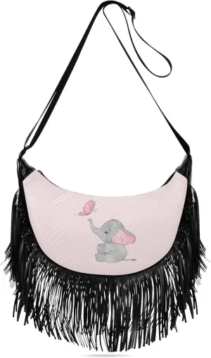 Women's PU Leather Chain Cross Body Bag, Shoulder Handbag Purse with Tassel for Ladies