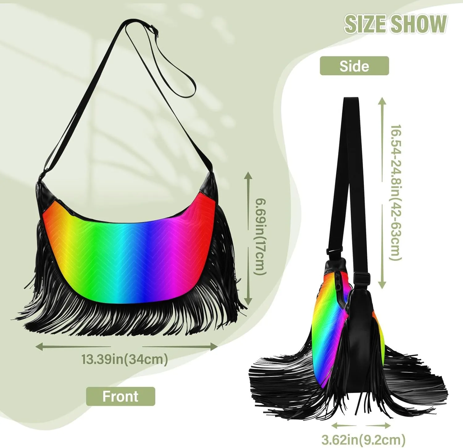 Women's PU Leather Chain Cross Body Bag, Shoulder Handbag Purse with Tassel for Ladies