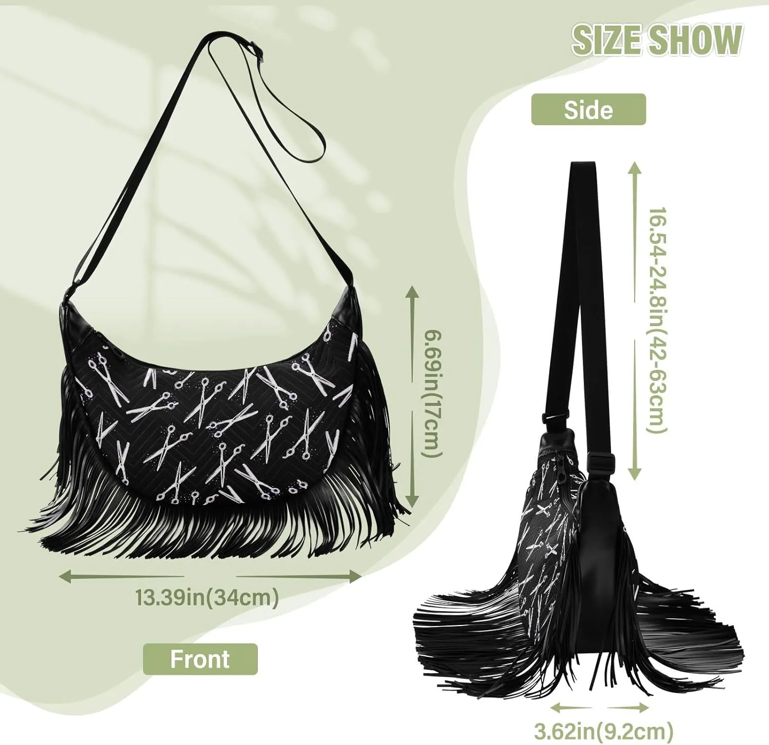 Women's PU Leather Chain Cross Body Bag, Shoulder Handbag Purse with Tassel for Ladies