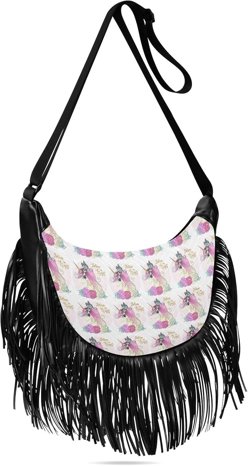Women's PU Leather Chain Cross Body Bag, Shoulder Handbag Purse with Tassel for Ladies