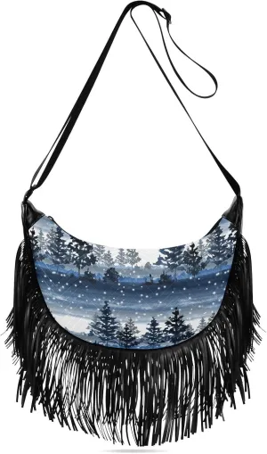 Women's PU Leather Chain Cross Body Bag, Shoulder Handbag Purse with Tassel for Ladies