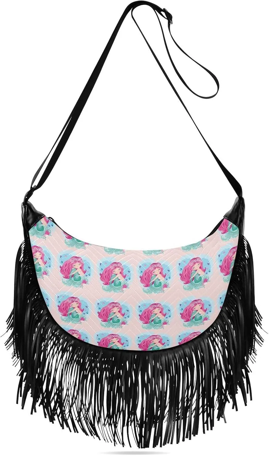 Women's PU Leather Chain Cross Body Bag, Shoulder Handbag Purse with Tassel for Ladies