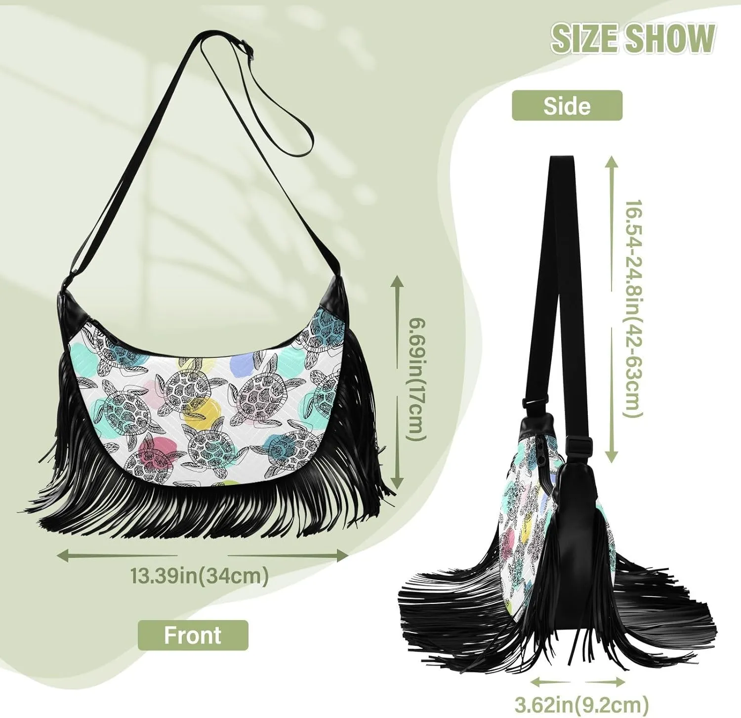 Women's PU Leather Chain Cross Body Bag, Shoulder Handbag Purse with Tassel for Ladies