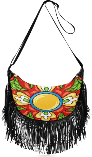 Women's PU Leather Chain Cross Body Bag, Shoulder Handbag Purse with Tassel for Ladies