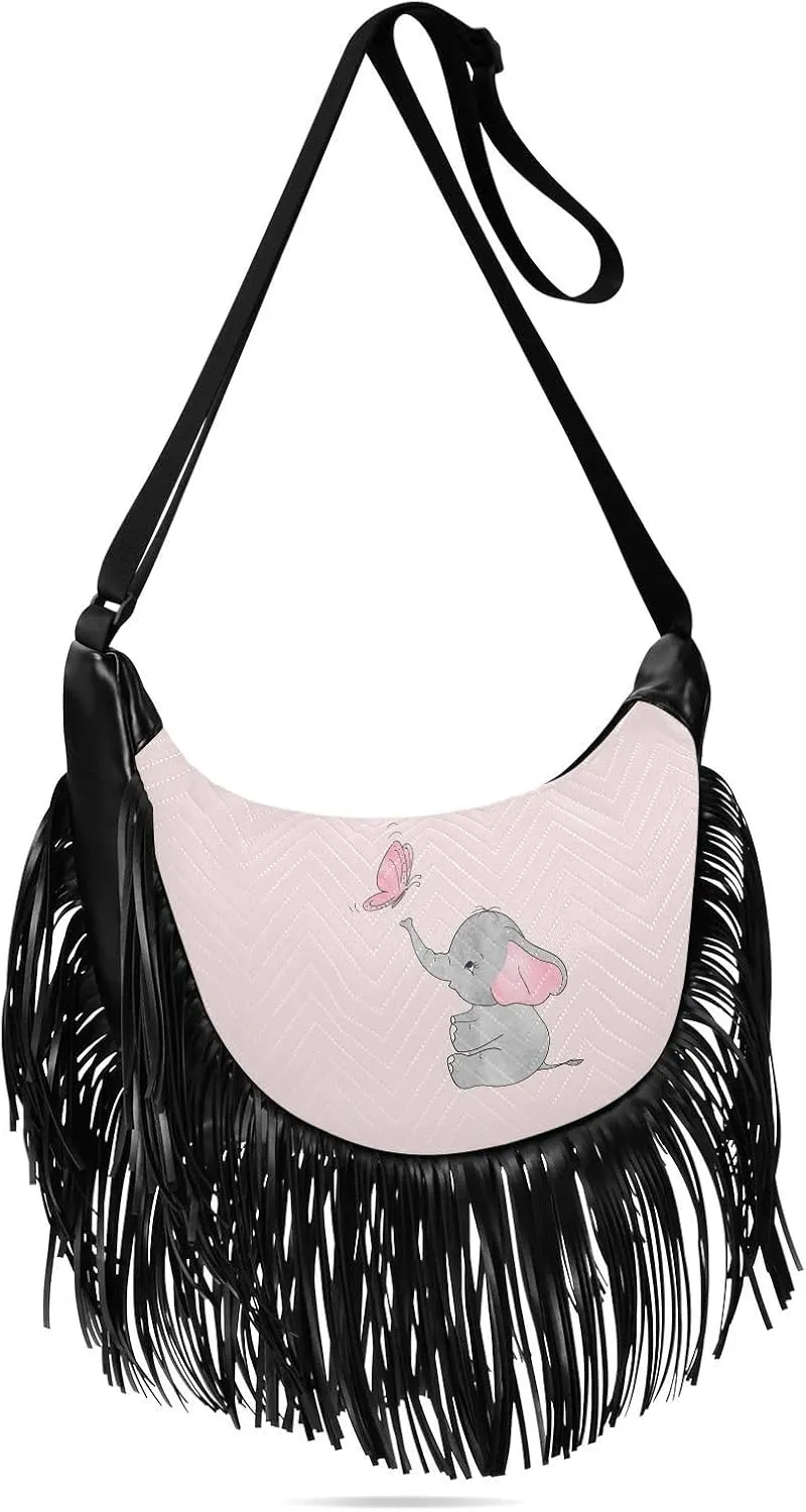Women's PU Leather Chain Cross Body Bag, Shoulder Handbag Purse with Tassel for Ladies
