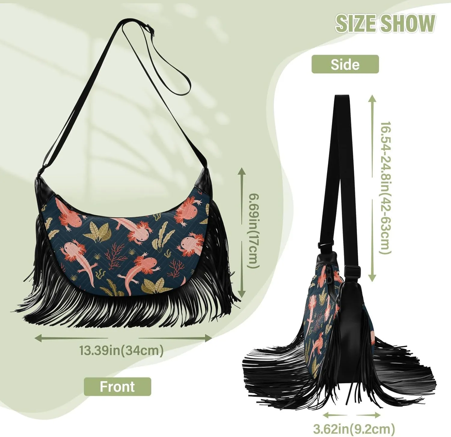 Women's PU Leather Chain Cross Body Bag, Shoulder Handbag Purse with Tassel for Ladies