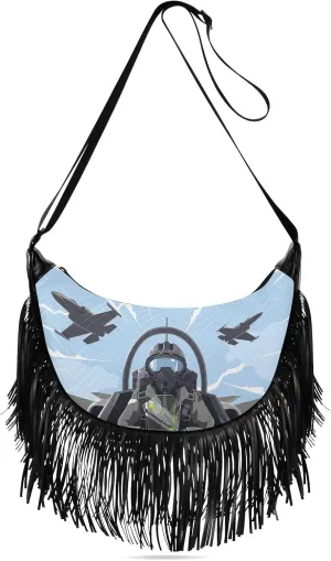 Women's PU Leather Chain Cross Body Bag, Shoulder Handbag Purse with Tassel for Ladies