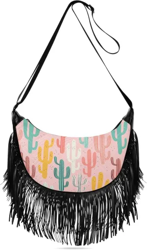 Women's PU Leather Chain Cross Body Bag, Shoulder Handbag Purse with Tassel for Ladies