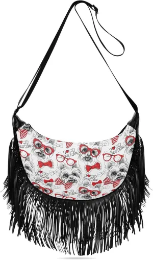 Women's PU Leather Chain Cross Body Bag, Shoulder Handbag Purse with Tassel for Ladies