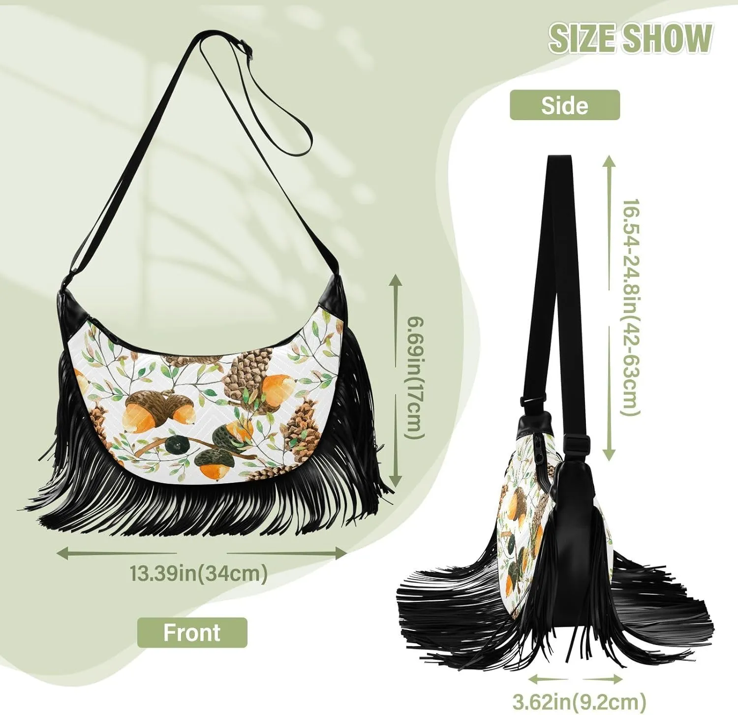 Women's PU Leather Chain Cross Body Bag, Shoulder Handbag Purse with Tassel for Ladies
