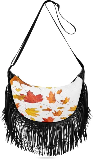 Women's PU Leather Chain Cross Body Bag, Shoulder Handbag Purse with Tassel for Ladies