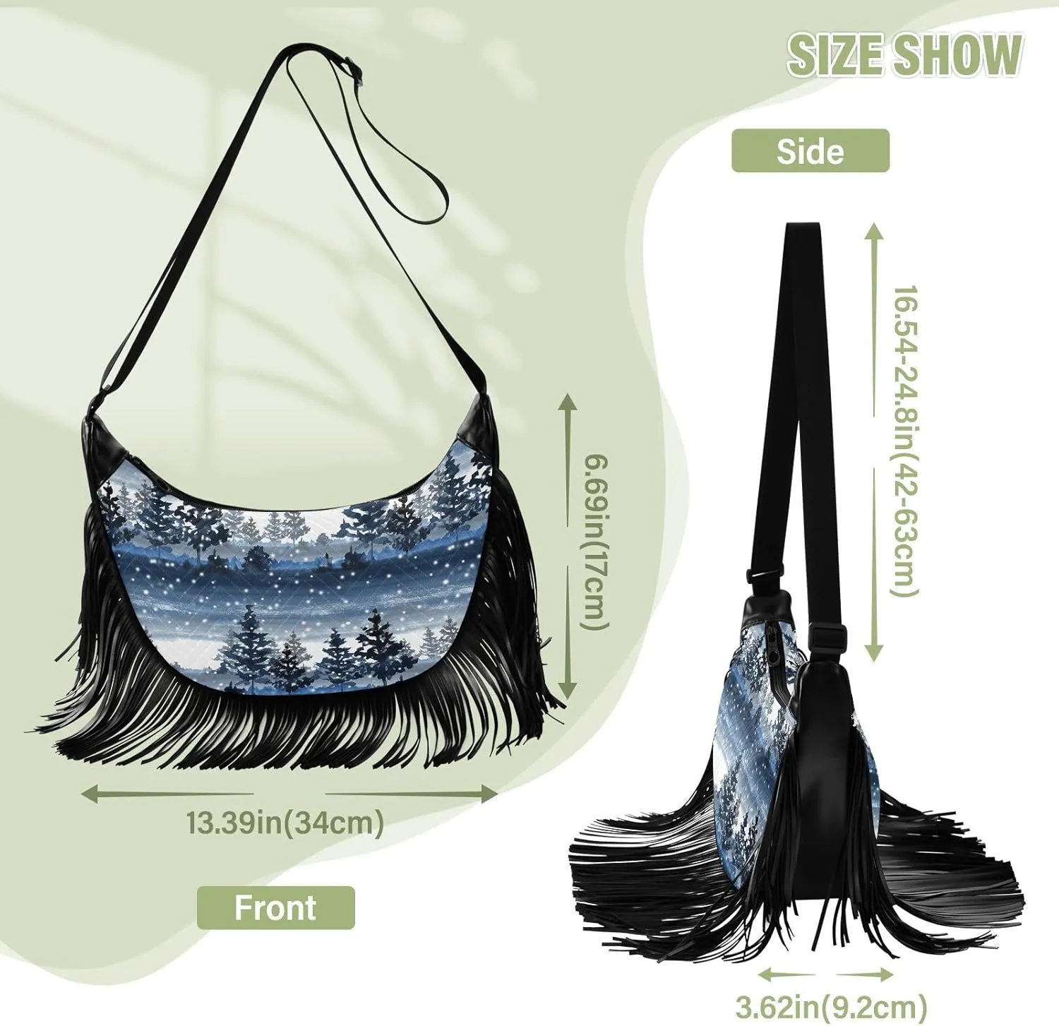 Women's PU Leather Chain Cross Body Bag, Shoulder Handbag Purse with Tassel for Ladies