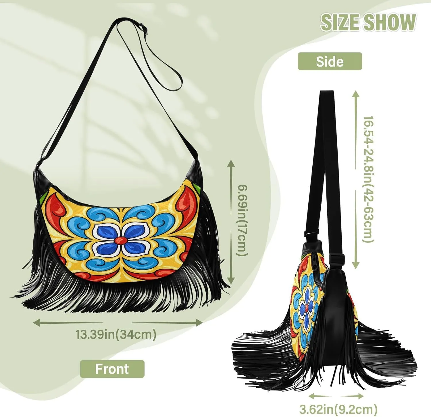 Women's PU Leather Chain Cross Body Bag, Shoulder Handbag Purse with Tassel for Ladies