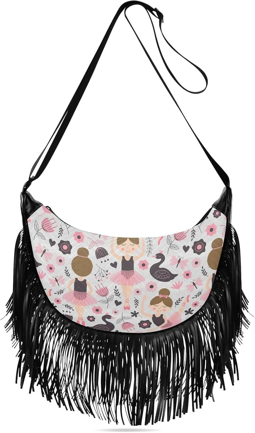 Women's PU Leather Chain Cross Body Bag, Shoulder Handbag Purse with Tassel for Ladies