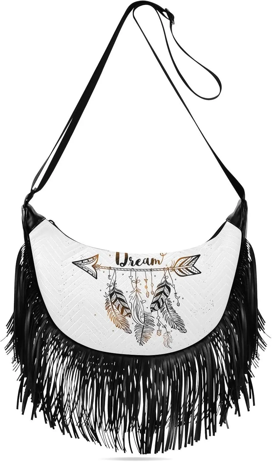 Women's PU Leather Chain Cross Body Bag, Shoulder Handbag Purse with Tassel for Ladies
