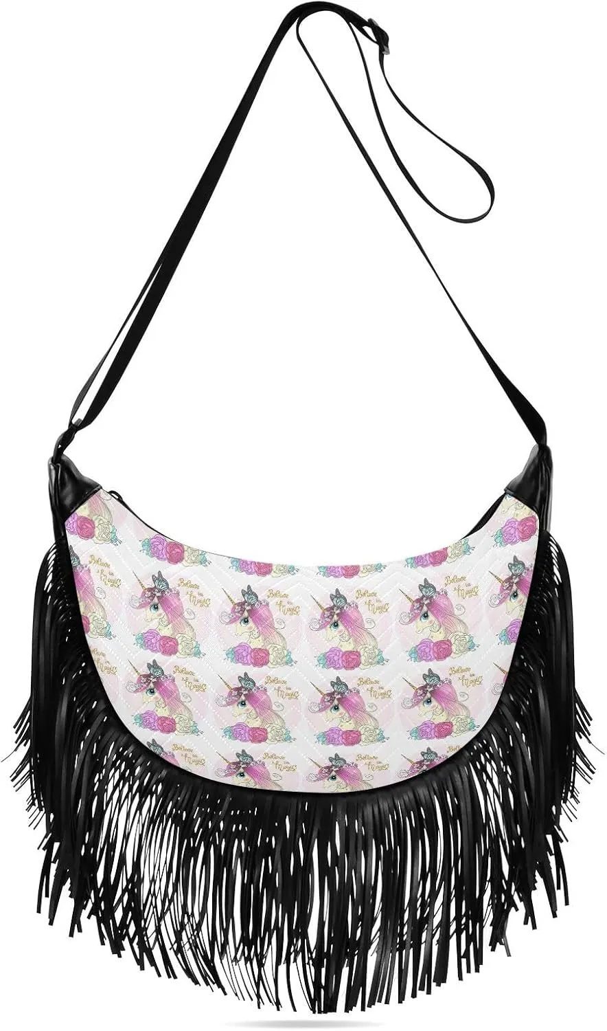 Women's PU Leather Chain Cross Body Bag, Shoulder Handbag Purse with Tassel for Ladies