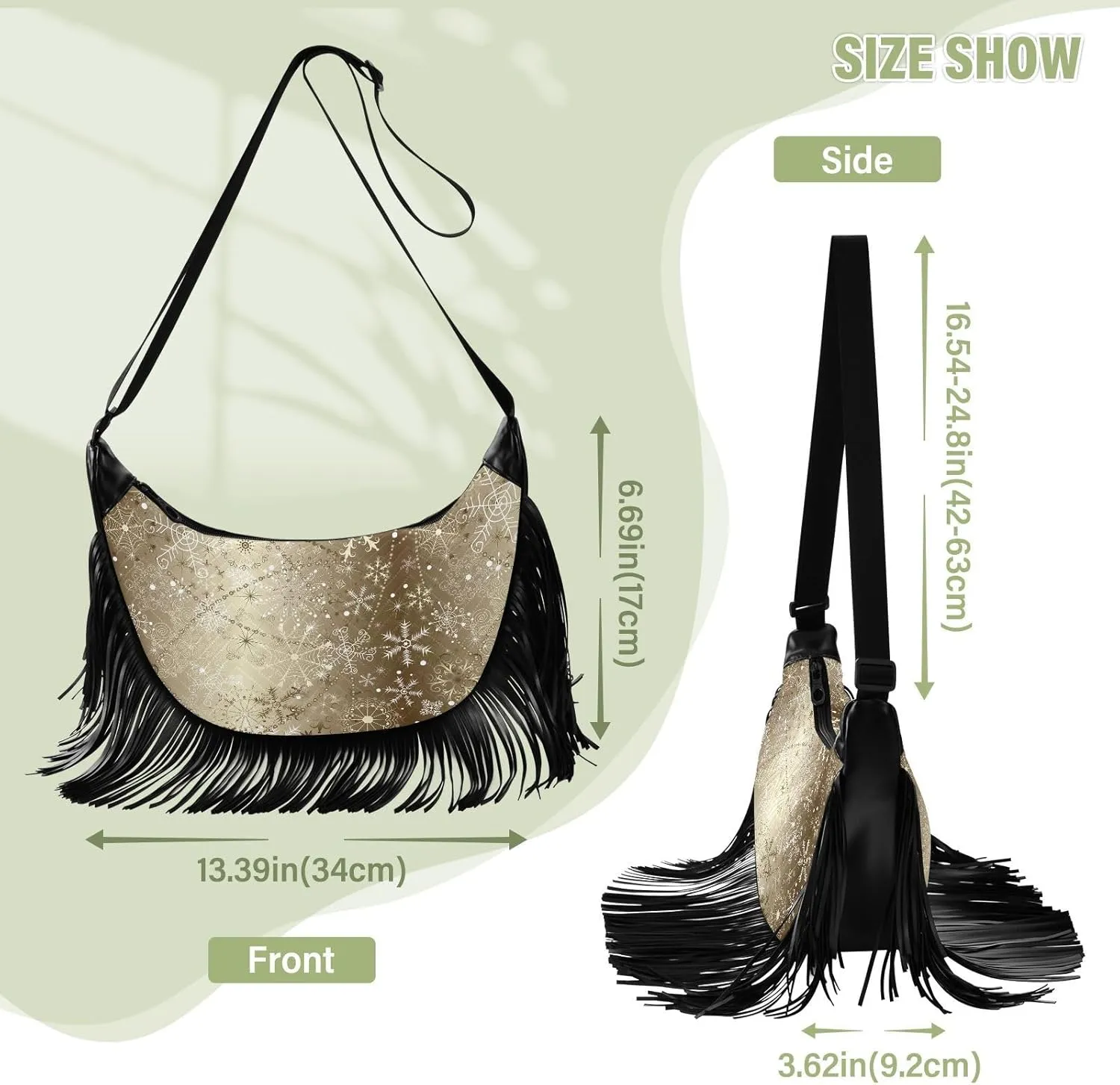 Women's PU Leather Chain Cross Body Bag, Shoulder Handbag Purse with Tassel for Ladies