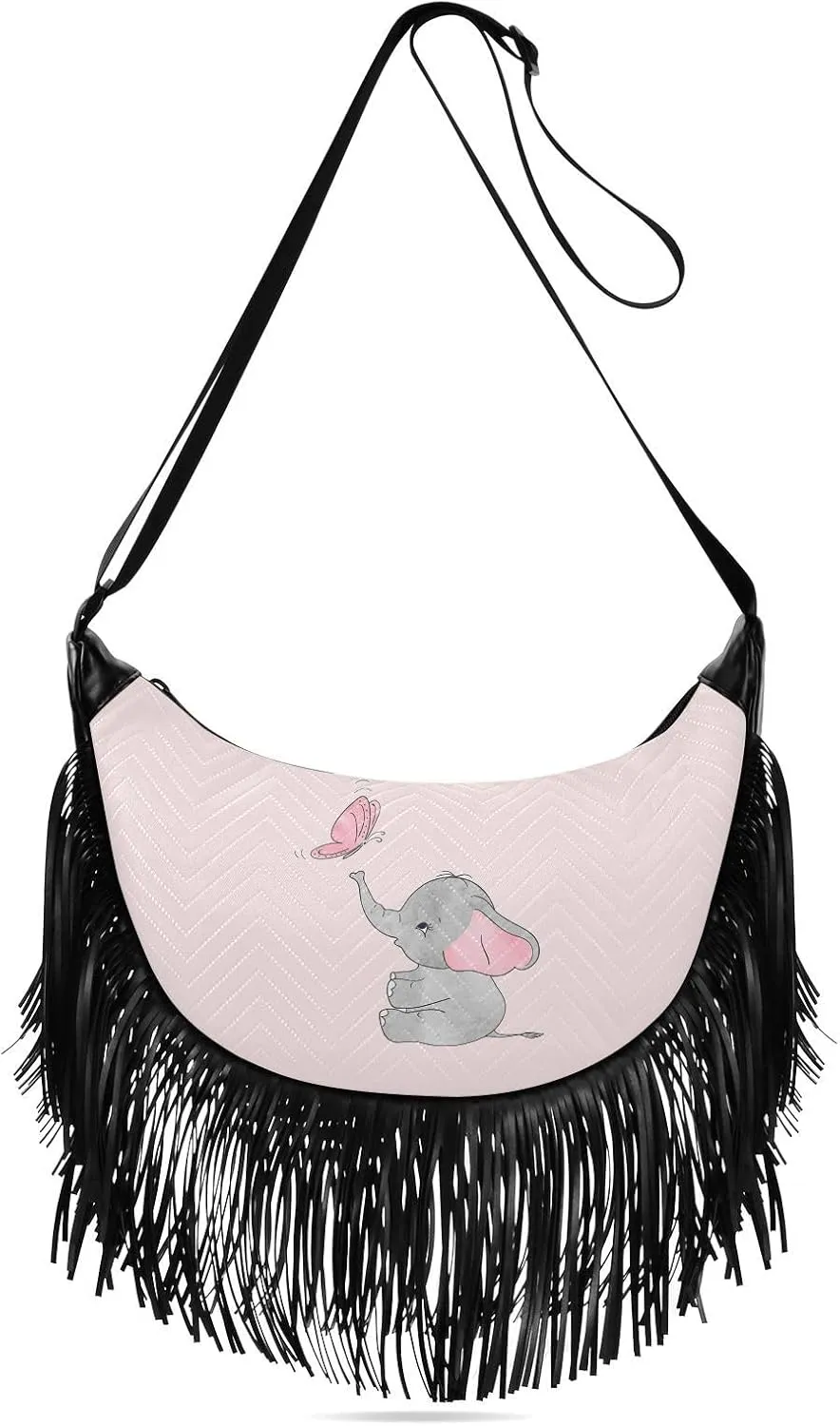 Women's PU Leather Chain Cross Body Bag, Shoulder Handbag Purse with Tassel for Ladies