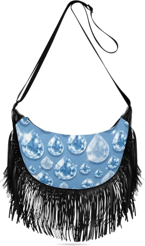 Women's PU Leather Chain Cross Body Bag, Shoulder Handbag Purse with Tassel for Ladies