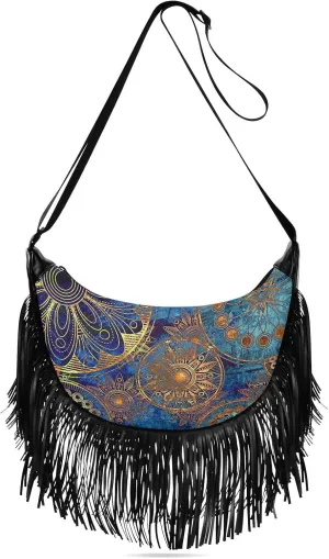 Women's PU Leather Chain Cross Body Bag, Shoulder Handbag Purse with Tassel for Ladies